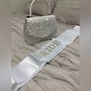 Bridal mini bag and sash bundle